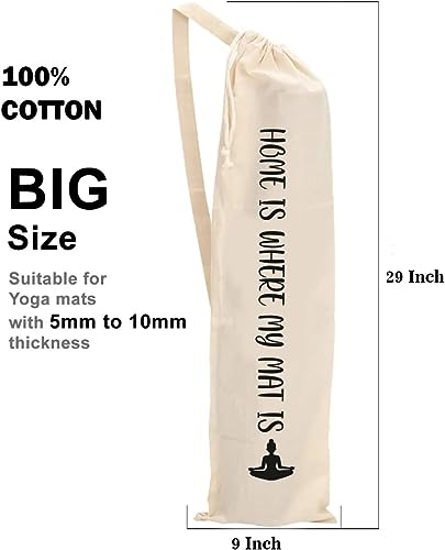 Mayatra's Organic Large Yoga Mat Tote Bag Cover -100% Cotton Lightweight,Washable Yoga Dust Bag With Adjustable Strap Unisex - color: Home