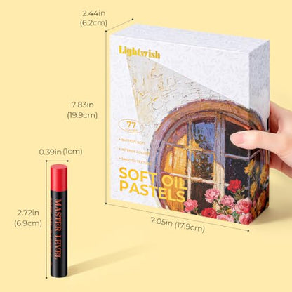 LIGHTWISH Soft Oil Pastels, 77 Colors Floral Theme Set (78 Count, 2 White Included), Soft & Buttery Smooth Texture, High Lightfastness, Ideal for Artists, Students & Beginners, Premium Gift Box