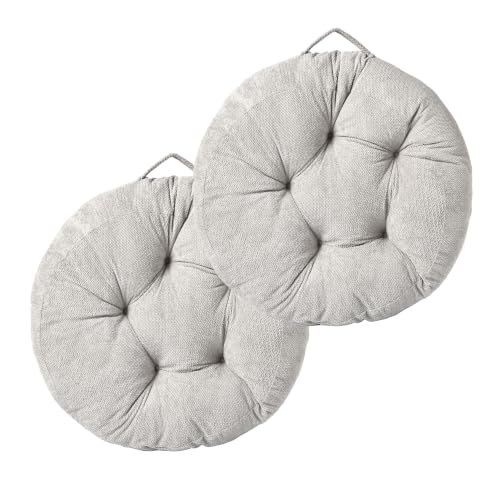 Floor Pillow for Adults, Large Sitting & Meditation Cushion - color: Light Gray, Round