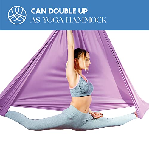 Aerial Silks Starter Kit, 9 Yards, Aerial Yoga Hammock, Hardware - color: Lavender