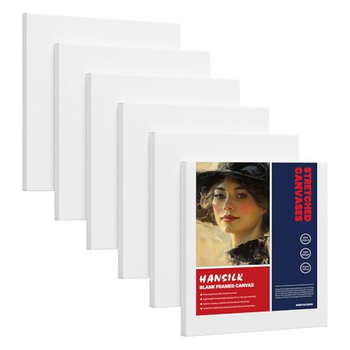 12x12 Canvas for Painting, 6 Pack Primed Stretched Canvases for Art | 12x12 Square Canvas Size – Ideal for abstract art, floral painting, kids’ artwork, and DIY wall décor - size: 12*12-6