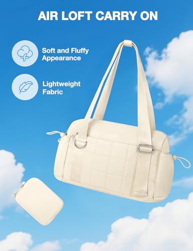 Mini Gym Bag for Women Puffy Bag, Small Gym Bag with Coin Wallet, Lightweight Gym Tote Bag for Fitness, Work, Travel, Daily Commute,Beige - color: Beige