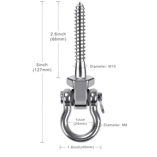 BeneLabel Heavy Duty Swing Hangers with Bearings - Set of 6 Stainless Steel 304 Screw Brackets for Hanging Chairs, Swings, Hammocks, Punching Bag - Indoor & Outdoor Use - 1500LB Capacity | Climbing Frame Wooden Beam,Stainless Steel,Ball Bearing,Hanging Ch