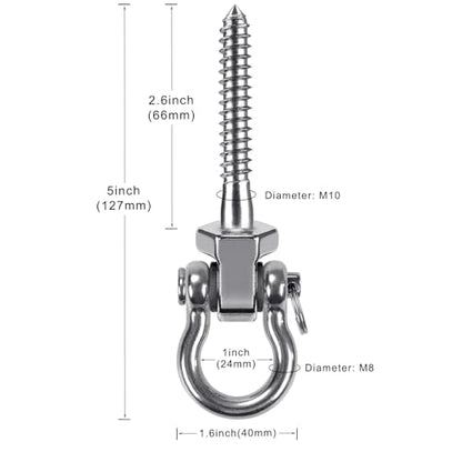 BeneLabel Heavy Duty Swing Hangers with Bearings - Set of 6 Stainless Steel 304 Screw Brackets for Hanging Chairs, Swings, Hammocks, Punching Bag - Indoor & Outdoor Use - 1500LB Capacity | Climbing Frame Wooden Beam,Stainless Steel,Ball Bearing,Hanging Ch
