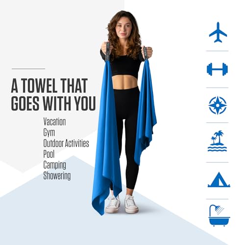 VENTURE 4TH Quick Dry Microfiber Towel for Camping & Gym - Blue Large - color: Blue, size: 60.00" x 31.50"