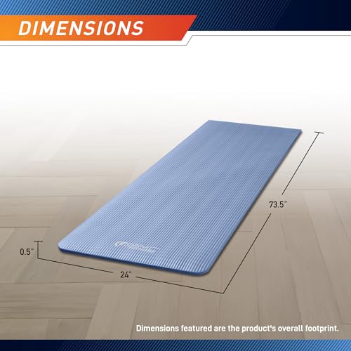 Circuit Fitness by Marcy Non-Slip Multi-Purpose Exercise Yoga Mats with Carrying Strap Multi-Thickness, Multi-Color Options - color: Sapphire Blue, size: 1/2-inch