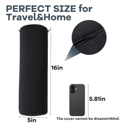 ROYALAY Neck Pillow for Sleeping Round Roll Pillow Including 2 Pack Half Moon Cervical Pillow, Foam Roll Pillow for Pain Reduce, Washable Bolster Pillow for Head Neck Back and Legs, Black - color: Black