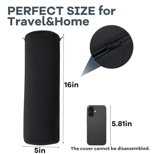 ROYALAY Neck Pillow for Sleeping Round Roll Pillow Including 2 Pack Half Moon Cervical Pillow, Foam Roll Pillow for Pain Reduce, Washable Bolster Pillow for Head Neck Back and Legs, Black - color: Black