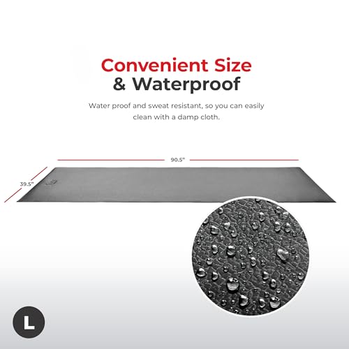 Sunny Health & Fitness Equipment Mats, Home Gym Floor Protection, 4 Sizes | Non-Slip, Protects Floors/Equipment, Absorbs Vibration, Sweat-Resistant, High-Density Foam, For Different-Sized Machines - style: Large 90”