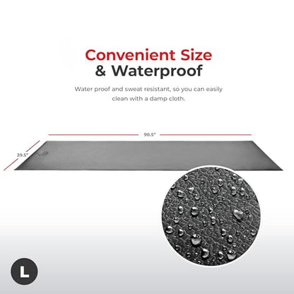 Sunny Health & Fitness Equipment Mats, Home Gym Floor Protection, 4 Sizes | Non-Slip, Protects Floors/Equipment, Absorbs Vibration, Sweat-Resistant, High-Density Foam, For Different-Sized Machines - style: Large 90”