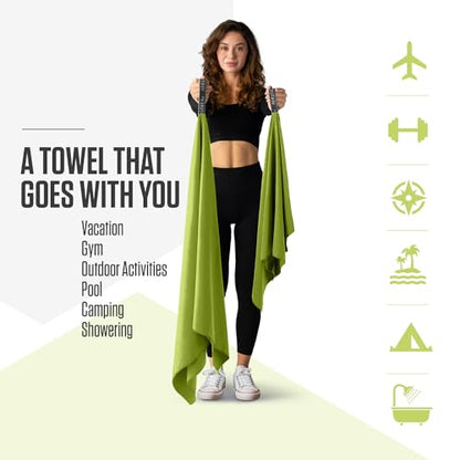 VENTURE 4TH Quick Dry Microfiber Towel for Camping & Gym - Lime Large - color: Lime, size: 60.00" x 31.50"