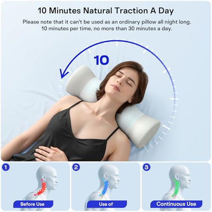 Neck Roll Pillow - Cooling Cover Round Neck Pillow for Sleeping - Memory Foam Cervical Support Pillow - Ergonomic Cylinder Pillows for Neck, Leg, Back, Yoga, Relaxing (Blue Grey)