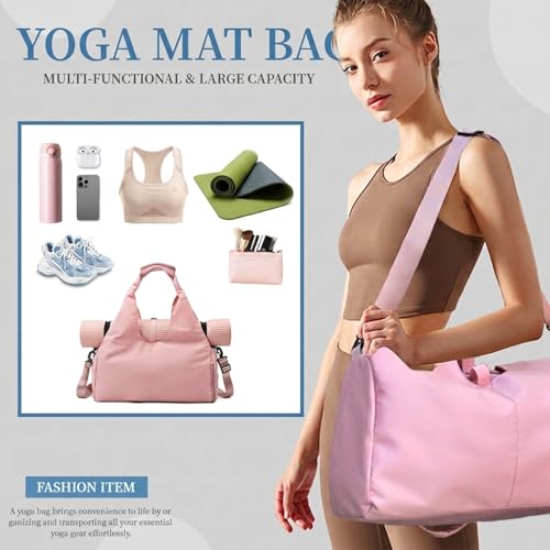 Yoga Mat Bag, Sport yoga Gym Bag for women, Lightweight yoga mat bag carrier with Yoga Strap, Carryall Yoga Tote Bag - color: PINK Updated Version