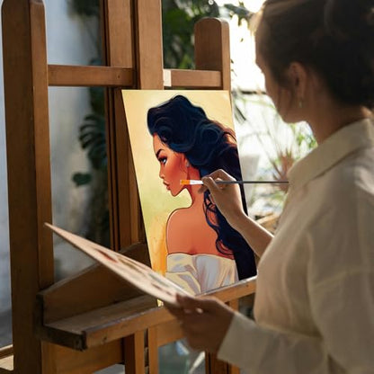 Cholemy 36 Pcs Paint and Sip Kit Gift for Adults 8''x10'',Fashion Women | Pre Drawn Canvas, Painting DIY Afro Acrylic Painting Kit, Wood Easel Brushes, Date Night Bulk, Summer Halloween Party - style: Fashion Women