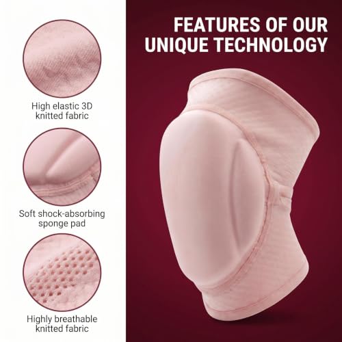 Dance Knee Pads for Women - Knee Sleeve,Kneeling Pad,Silicone Anti-Slip,Soft Fabric,Suit for Dance,Volleyball,Yoga,Fitness