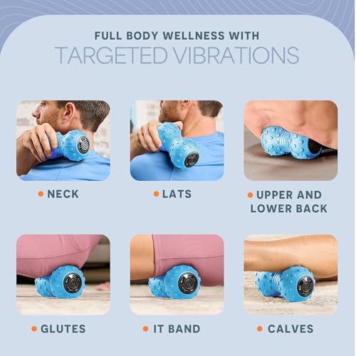 LifePro Velocity Vibrating Peanut Massage Ball with 4-Speed Vibration Modes | Rechargeable, Auto Shutoff, LED Battery Indicator — Double Lacrosse Ball for Deep Tissue Massage, Back, Waist & Feet Wellness - color: Blue