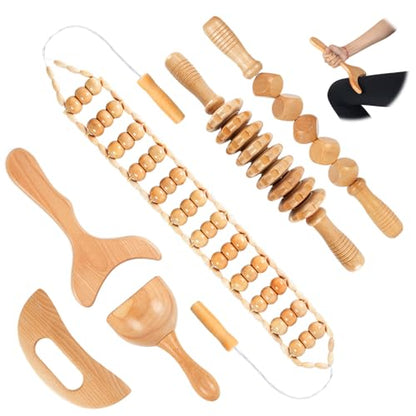 KintKita Wood Therapy Massage Tool 6 in 1,Lymphatic Drainage Massager Maderoterapia Kit Professional Body Cellulite Massager for Body Sculpting,Contouring,Relief Muscle,Anti-Cellulite