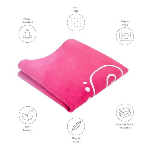 Foldable Yoga Mat, 1.5mm Thick Exercise Yoga Mat With Carry Bag | 72" L x 24" W, Non-slip Suede Fitness Travel Yoga Mat for Hot Yoga, Exercise, Pilates, Home & Gym Use, 3 lbs - color: Pink