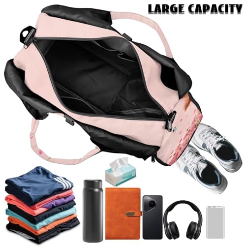 Gym Bag with Yoga Mat Holder Large Tote Bag With Multi Pockets for Women Men Dry Wet Separated Pocket Carryall Yoga Tote Bag for Pilates Travel Workout Office - color: Highland Cattle