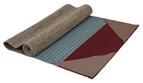 KD Willmax Yoga Mat Towel Non Slip Cotton Rug Blanket Cover with Pockets - color: GREY-MAROON