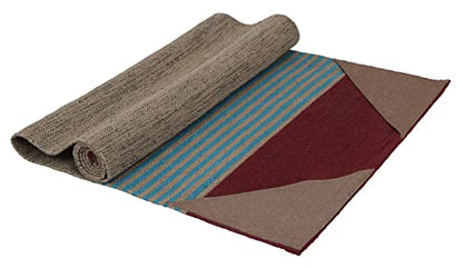 KD Willmax Yoga Mat Towel Non Slip Cotton Rug Blanket Cover with Pockets - color: GREY-MAROON