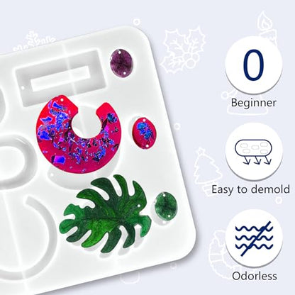 IGaiety Resin Jewelry Making Kit with Silicone Molds, 278PCS Starter Set | Reusable Silicone Molds with Smooth Release, Durable Jewelry Findings and Colorful Embellishments for Creative DIY Projects - size: X-Jewelry Mold