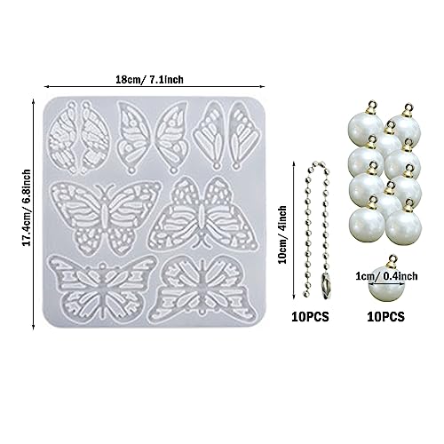 Attuslla Earring Resin Molds Silicone Butterfly Jewelry Making Earring Molds Pendant Casting Resin Epoxy Molds with Jump Rings for DIY Jewelry Making, Pendant, Earrings - color: Style 7