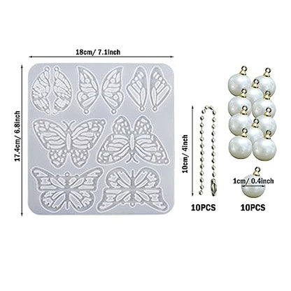 Attuslla Earring Resin Molds Silicone Butterfly Jewelry Making Earring Molds Pendant Casting Resin Epoxy Molds with Jump Rings for DIY Jewelry Making, Pendant, Earrings - color: Style 7