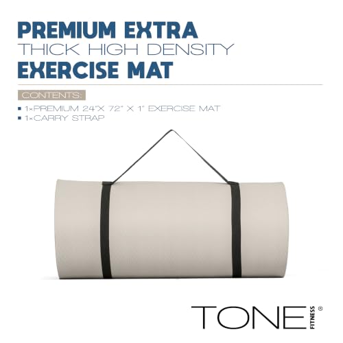 Tone Fitness 1-Inch Thick Yoga Mat | High-Density, Non-slip Exercise Mat with Carrying Strap for Yoga, Pilates, & Home Gym Workouts | Multiple Options - color: Gray, style: Diamond