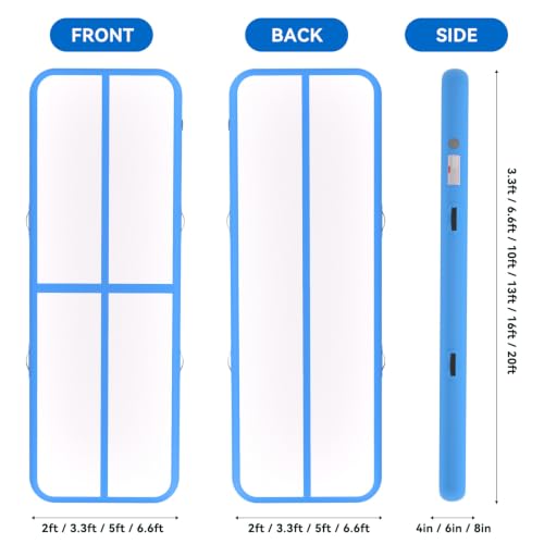 Inflatable Air Gymnastics Tumbling Mat 6ft 10ft 13ft 16ft 20ft - color: Blue, size: 10ft*3.3ft*4in(3*1*0.1m)