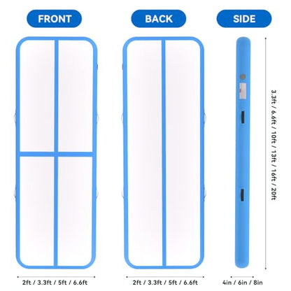 Inflatable Air Gymnastics Tumbling Mat 6ft 10ft 13ft 16ft 20ft - color: Blue, size: 10ft*3.3ft*4in(3*1*0.1m)