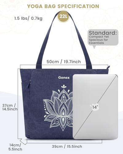 Gonex Yoga Mat Bag with Zipper Mat Carrier Canvas Gym Tote - color: Blue, size: Classic (15.5×5.5×14.5inch)
