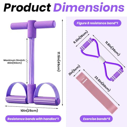 Resistance Bands Set for Women, 7-Piece Resistance Bands with Handles, Figure-8 Band & 5 Yoga Loop Bands, Medium Resistance for Home Gym, Pilates, Yoga, Stretching & Strength Training - color: Purple