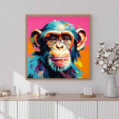 Artunion Framed Paint by Numbers Kit for Adults Beginners & Kids Ages 8-12,Colorful Monkey Paint by Number with Frame,Animals Paint by Numbers Kit on Canvas 10 * 10 Inch Without Easel - color: ZXT-267-F