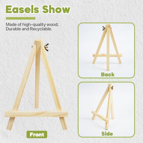 CONDA 4 Pack 9 Inch Wood Easels, Easel Stand for Painting Canvases, Art, and Crafts,Tripod,Painting Party Easel,Kids Student Tabletop Easels for Painting,Portable A-Frame Tripod Tabletop Easel Set - style: 4 Pcs