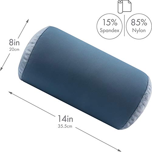 Microbead Bolster Neck Roll Pillow, 14x8 in Cylinder Tube, Dark Slate Grey | Silky feel fabric helps prevent wrinkles & hair breakage; feather-light beads gently cushion head & shoulders as you rest - color: Dark Slate Grey