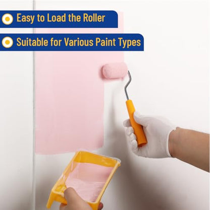 Bates- 2 Inch Foam Paint Roller Kit, 10 pcs, Small Paint Roller Kit, 1x Plastic Paint Tray, 2X Clear Disposable Tray Liners, 1x Roller Frame & 6X Mini Foam Covers - color: Orange