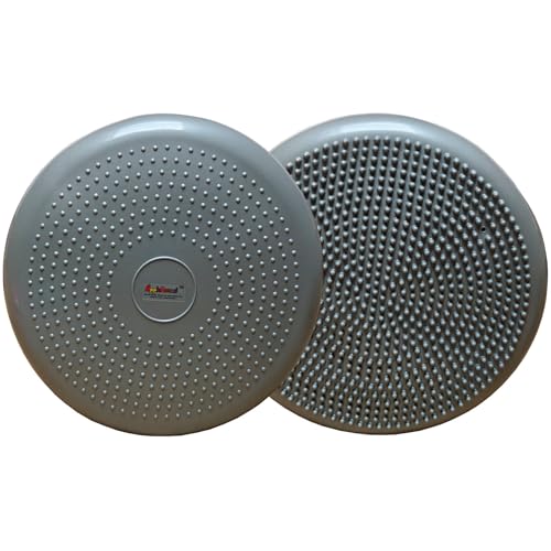 AppleRound Inflated Wobble Cushion with Hand Pump, Air Stability Board (Extra Thick), Core Balance Disc for Adults, Sensory Wiggle Seat for Kids, Flexible Seating for All Age, 13.5in / 34cm Diameter - color: Grey