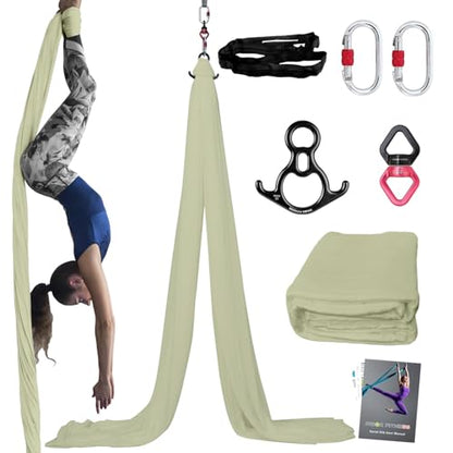 PRIOR FITNESS Aerial Silks Kit, SGS&CE Certified, 9/15/20Yards - color: Budgreen, size: L(20 Yards)