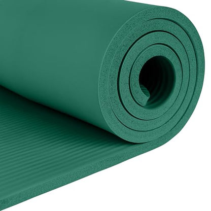 Retrospec Solana Yoga Mat Thick 1/2in Non-Slip Workout Mat with Nylon Strap - 72x24in Exercise Mat for Pilates, Stretching & Fitness - BPA Free, Easy Clean - color: Elm Green