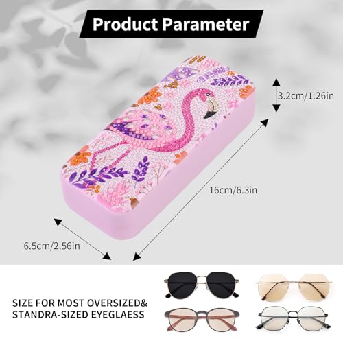 FlyingMage 5D Diamond Art Painting Kit for Adults Beginner, Small DIY Diamond Dots Gem Art Painting Mosaic Kits, Cute Hard Shell Sunglasses Eyeglasses Glasses Case for Women Teen, Pink Flamingo - color: Pink Flamingo