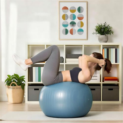 Amazon Basics Anti-Burst Exercise Ball with Pump, 23-26" Diameter - color: Aqua