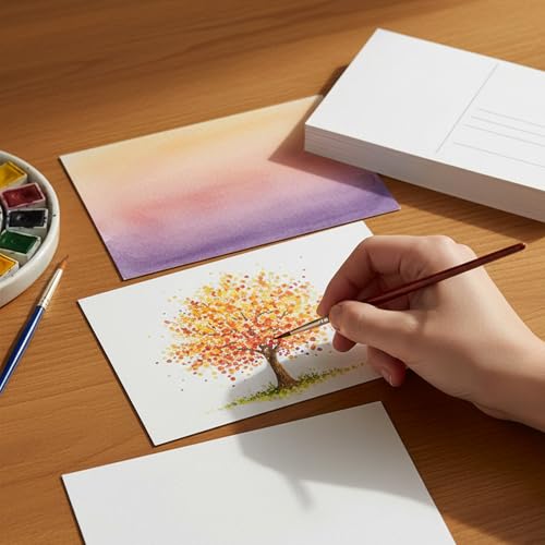 Watercolor Postcards, 75 Count, 4 x 6 Inch, 140 lb 300 GSM Cotton Paper | Postcards Watercolor Paper Cards for Art Supplies Art Painting, DIY, Creative Thank Notes, Mailing, Painting Gift Cards
