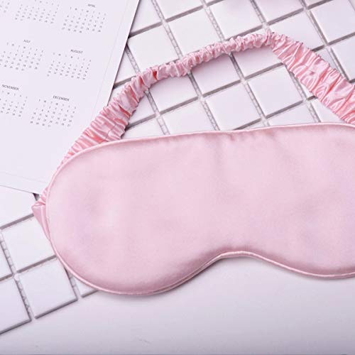 Silk Sleep Mask Light Blocking Luxury 100% Mulberry 19mm Silk Eye Mask Eye Cover Blindfold Ultra Soft Light & Comfy Anti Aging Skin Care with Travel Bag Gift Package - color: Pink