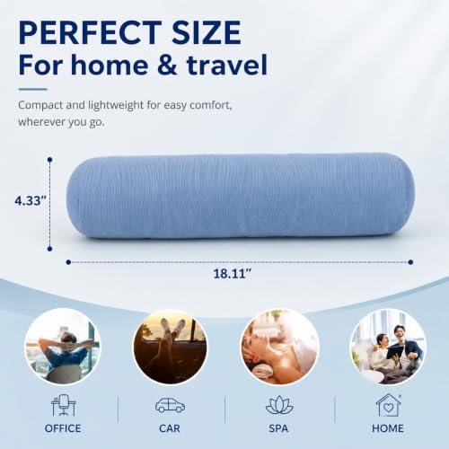 Neck Roll Pillow, Cervical Neck Pillow Bolster Pillow for Sleeping - color: Mist Blue