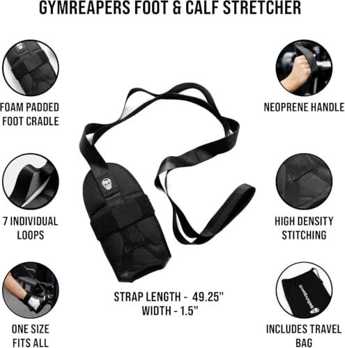 Gymreapers Foot and Calf Stretcher for Plantar Fasciitis, Achilles Tendonitis, Rehabilitation - Flex Strap for Physical Therapy, Pilates, Flexibility Training, Thigh & Hamstring Stretcher and Heel Spurs & Shin Splints