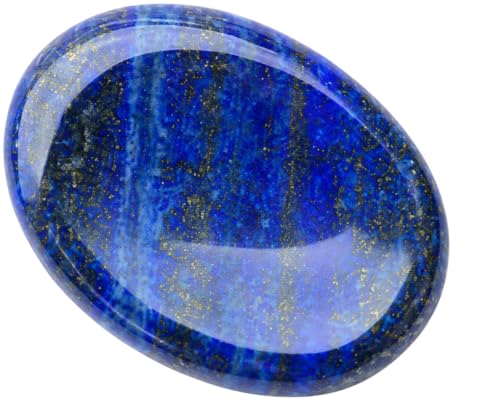 Natural Polished Thumb Palm Crystal for Meditation, Lapis Lazuli Worry Stone for Stress Relief, Anxiety Support & Pocket Reiki Healing - color: Lapis Lazuli