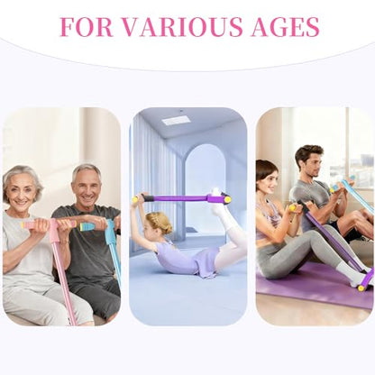 Pedal Resistance Band with Handle, Upgraded 6-Tube Exercise Bands - color: Pink