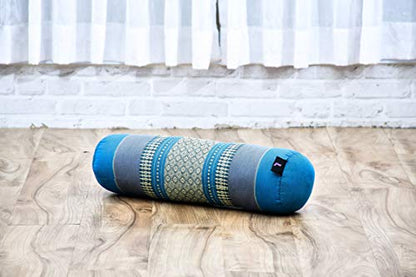 Leewadee Small Yoga Bolster – Shape-Retaining Cervical Neck Roll, Tube Pillow for Comfortable Reading, Kapok Filling, 22 x 6 x 6 inches - color: Sf22 - Blue