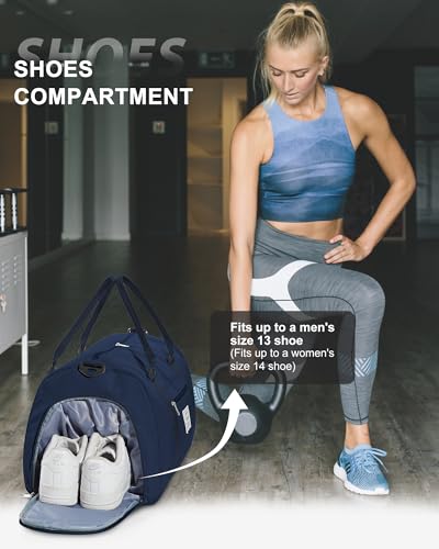 Gym Bag Womens Mens with Shoes Compartment and Wet Pocket Travel Duffel Bags for Women for Plane Sport Gym Tote Bags Swimming Yoga Waterproof Weekend Overnight Bag Carry on Bag Hospital Holdalls - color: A20-Dark Blue